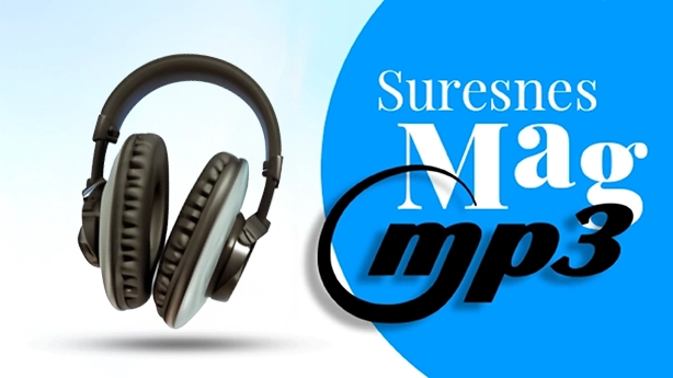 Logo de Suresnes Mag avec icône de haut-parleur et format MP3